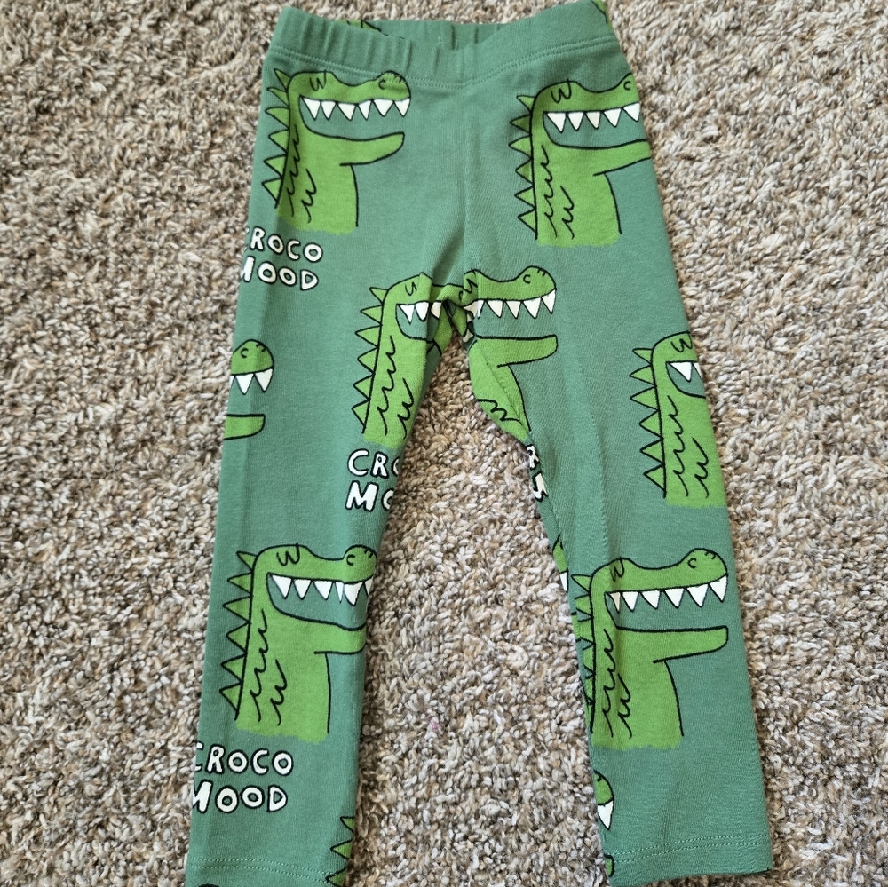 Zara Green Crocodile Print Kids Leggings